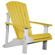 Yellow and white Adirondack chair on a white background
