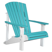 Turquoise and white Adirondack chair on a white background