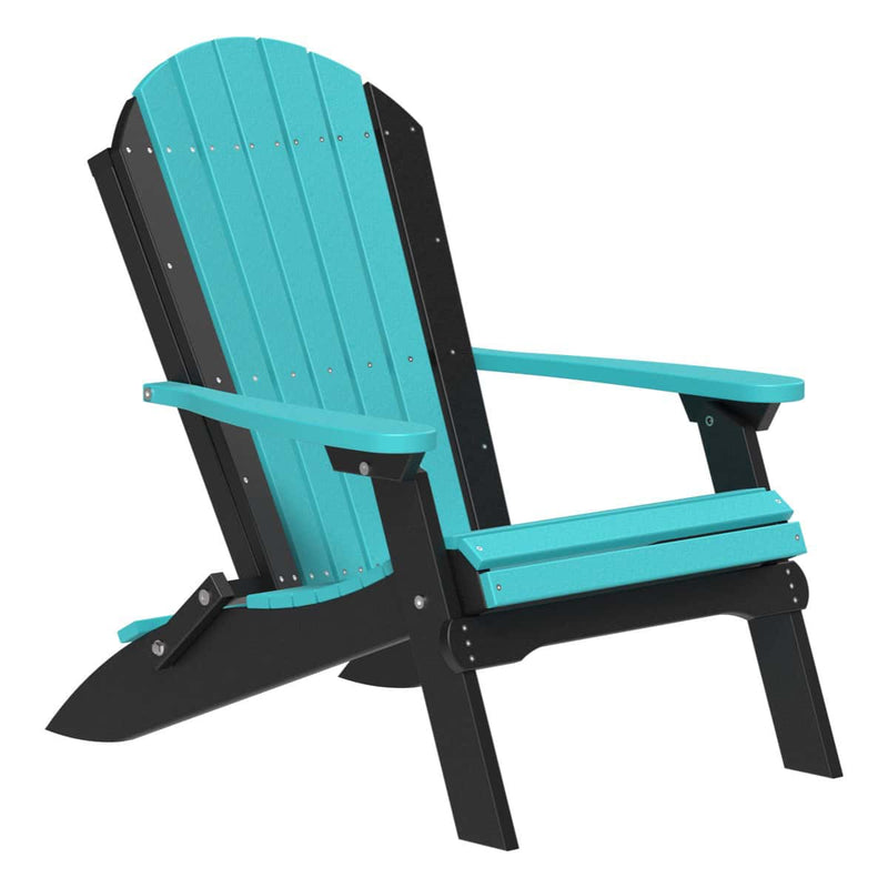 Turquoise and black Adirondack chair on a white background