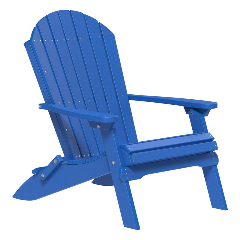 Blue Adirondack chair on a white background