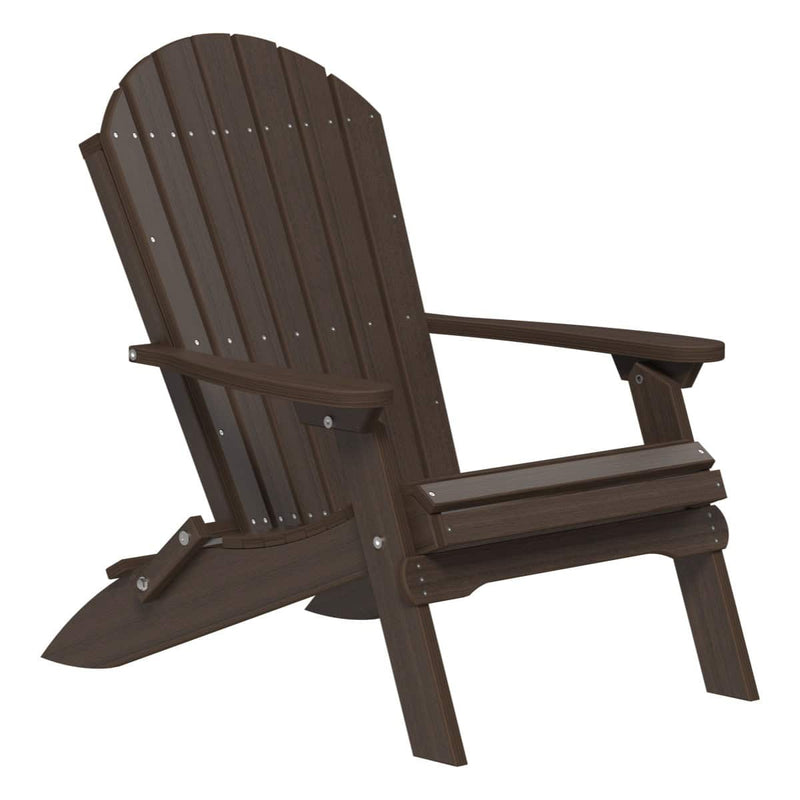 Brown Adirondack chair on a white background