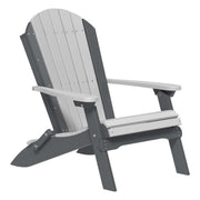 Gray and slate Adirondack chair on a white background