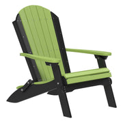 Green and black Adirondack chair on a white background