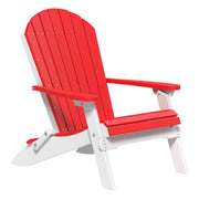 Red and white Adirondack chair on a white background