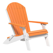 Orange and white Adirondack chair on a white background