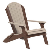 Adirondack chair with brown and beige finish on a white background