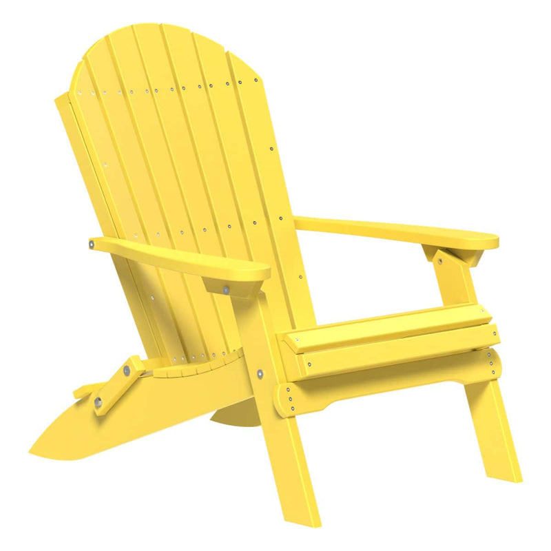 Yellow Adirondack chair on a white background