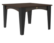 brazilian walnut and black square outdoor dining table.  