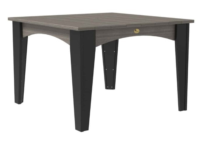 gray and black square outdoor dining table on a white background