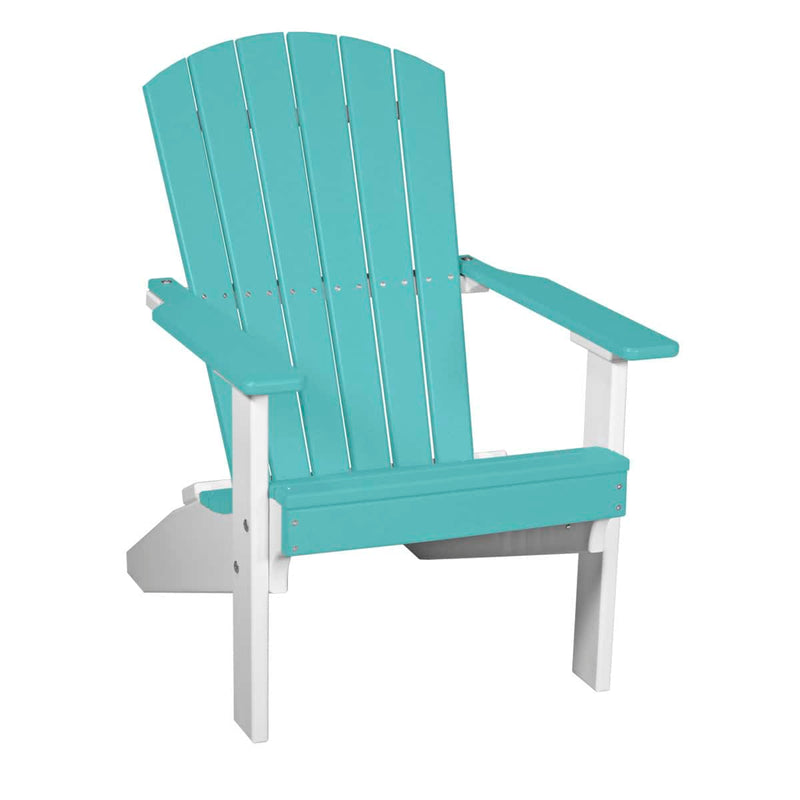 Teal and white Adirondack chair on a white background