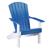 Blue and white Adirondack chair on a white background