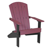Adirondack chair with cherry seat and backrest and black legs on a white background