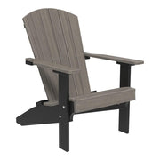 Two-toned Adirondack chair with gray backrest, seat and armrests with black legs on a white background.