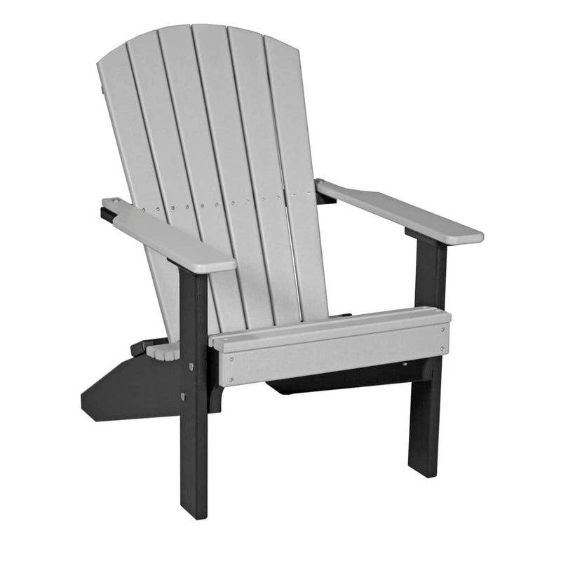Gray and black Adirondack chair on a white background