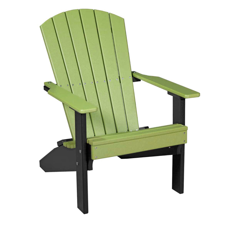 Green and black Adirondack chair on a white background
