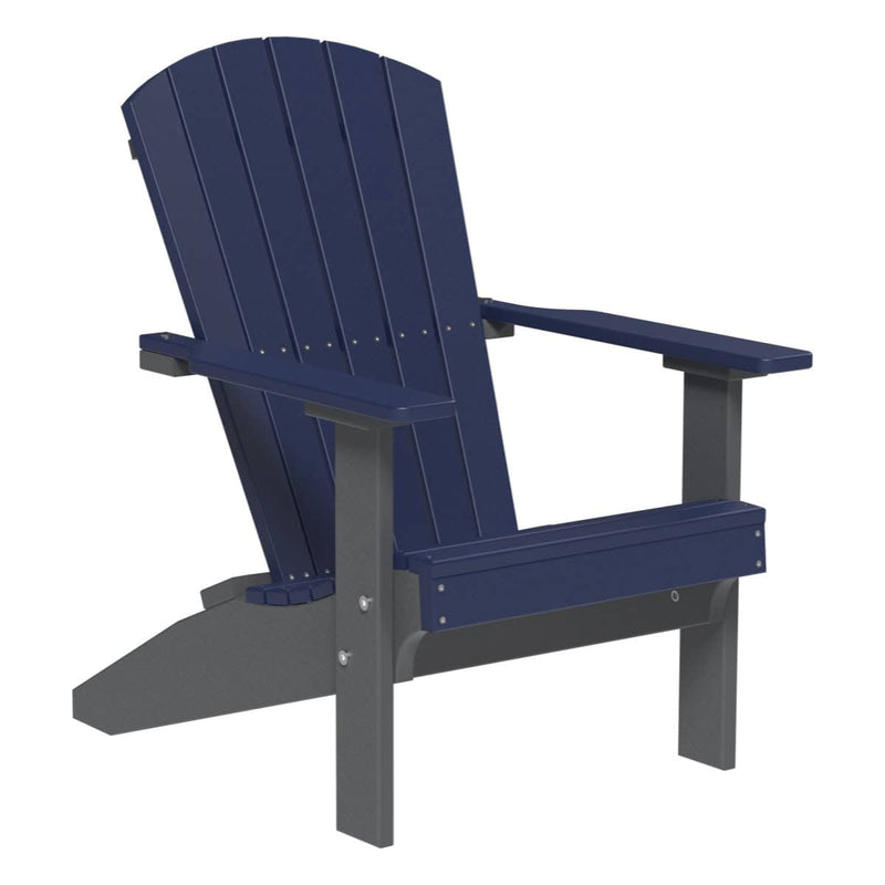 Blue Adirondack chair with gray legs on a white background