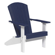 Blue and white Adirondack chair on a white background