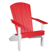 Red and white Adirondack chair on a white background