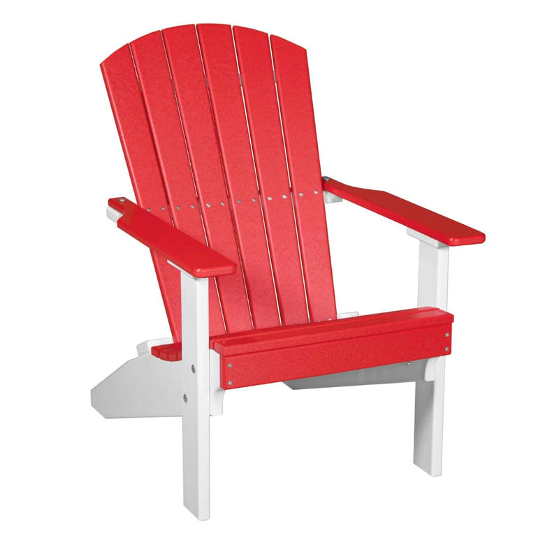 Red and white Adirondack chair on a white background