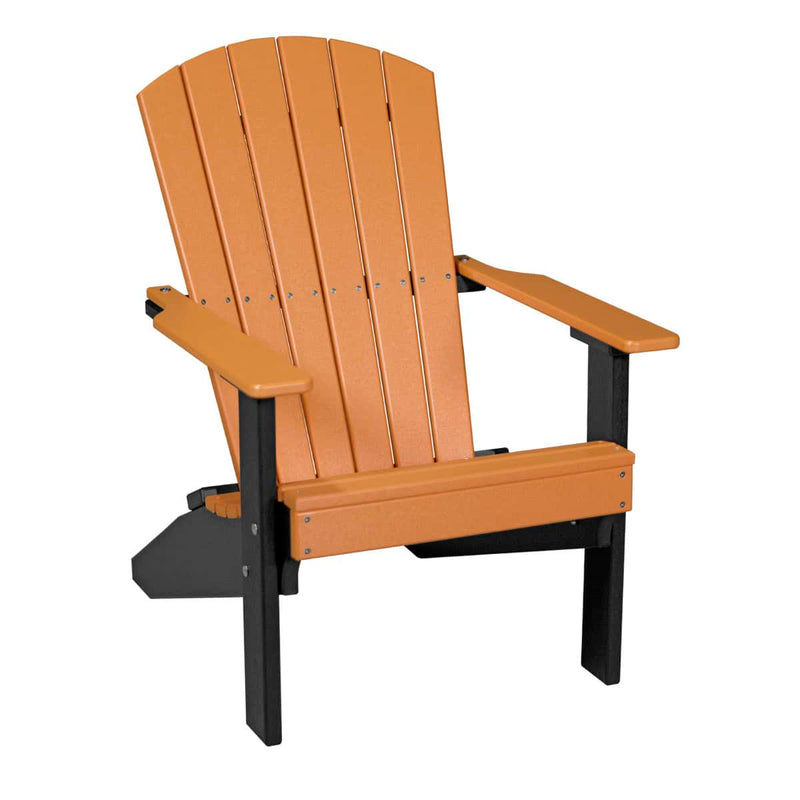 Adirondack chair with a orange seat and backrest and black legs on a white background