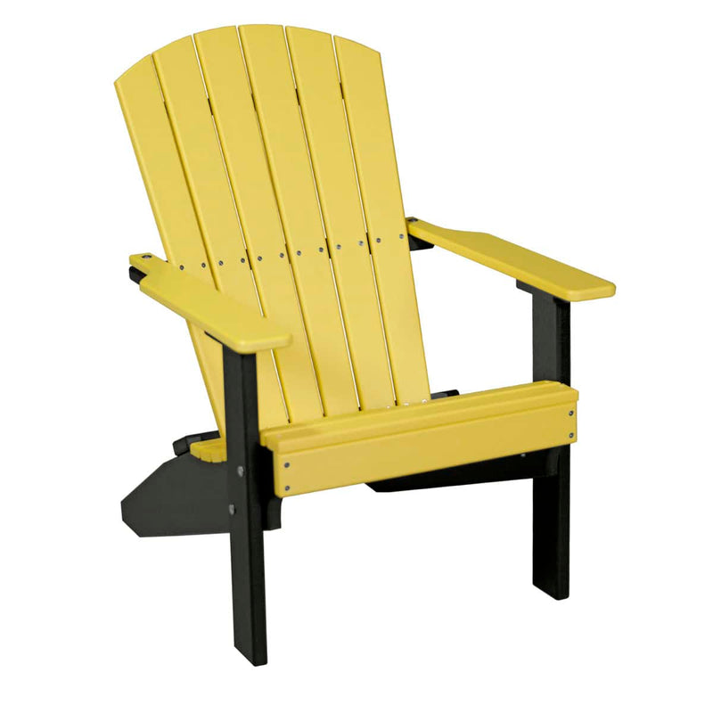 Yellow and black Adirondack chair on a white background