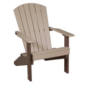 Beige and brown Adirondack chair with a two-tone design on a white background