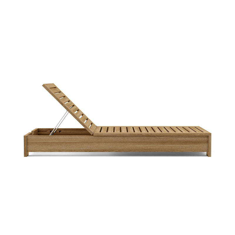 Madera teak sun lounger - side view on a white background.  