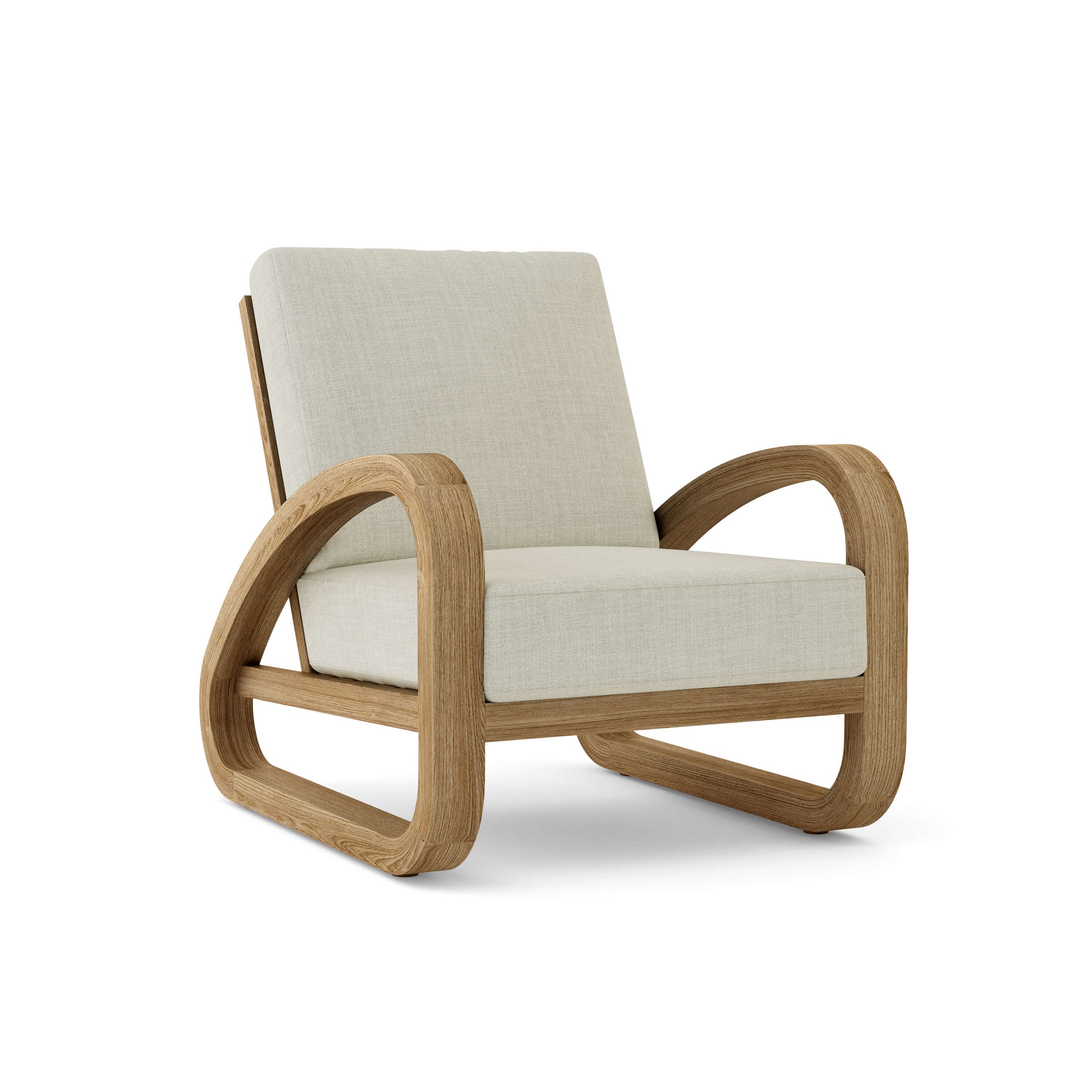 Anderson Teak Malaga Deep Seating Lounge Chair – Linen Canvas Sunbrella Cushion"