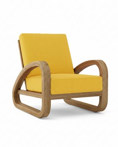 Anderson Teak Malaga Deep Seating Lounge Chair – Buttercup Sunbrella Cushion"