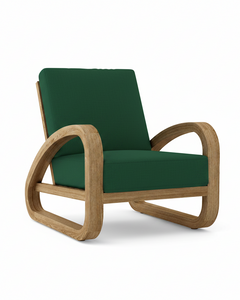 Anderson Teak Malaga Deep Seating Lounge Chair – Forrest Green Sunbrella Cushion"