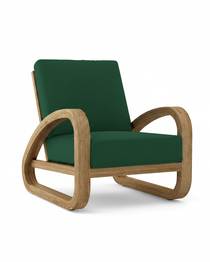 Anderson Teak Malaga Deep Seating Lounge Chair – Forrest Green Sunbrella Cushion"
