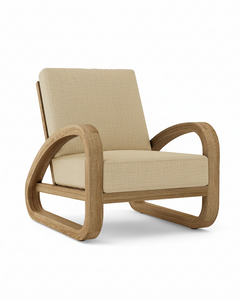 Anderson Teak Malaga Deep Seating Lounge Chair – Linen Sesame Sunbrella Cushion"
