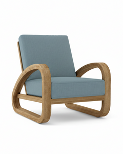 Anderson Teak Malaga Deep Seating Lounge Chair – Mineral Blue Sunbrella Cushion"