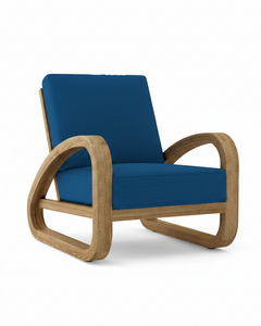 Anderson Teak Malaga Deep Seating Lounge Chair – Pacific Blue Sunbrella Cushion"
