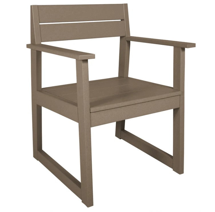 Tan chair with armrests on a white background