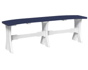 A bench with a dark navy blue seat and a white frame, shown against a plain white background.