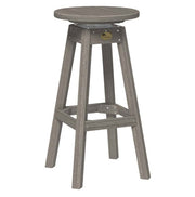 A single bar stool with a round seat, four angled legs, and a footrest, shown on a plain white background.