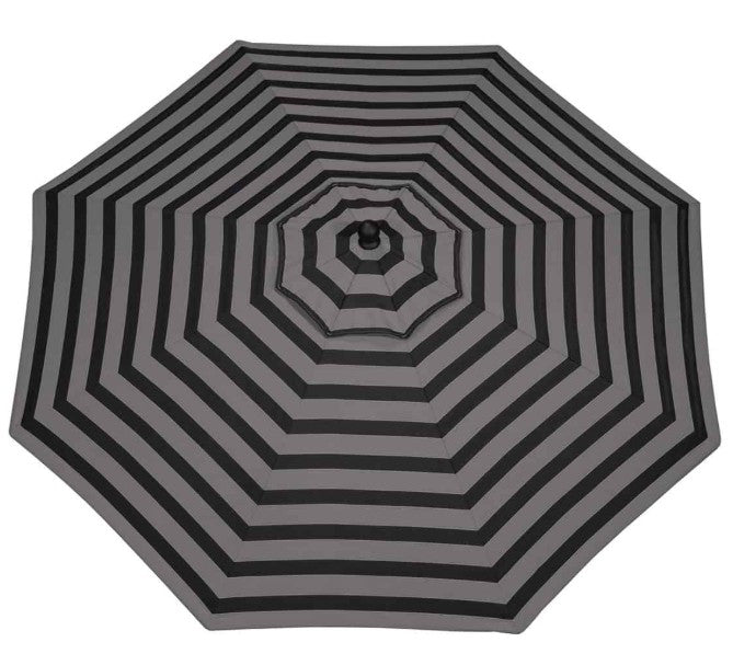 Black and gray striped  umbrella 
on a white background