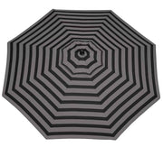 Black and gray striped umbrella on a white background