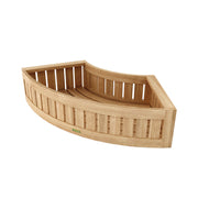 Teak circular planter on a white background.  