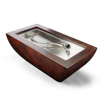 HPC - 47x25" Phoenix Hammered Copper Elongated Fire Bowl - Multiple Burner & Ignition Options