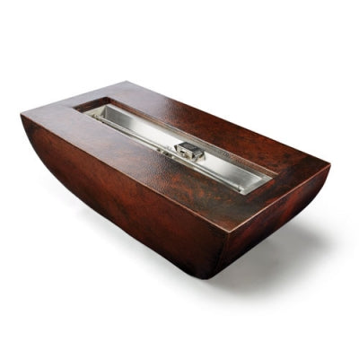 HPC - 47x25" Phoenix Hammered Copper Elongated Fire Bowl - Multiple Burner & Ignition Options