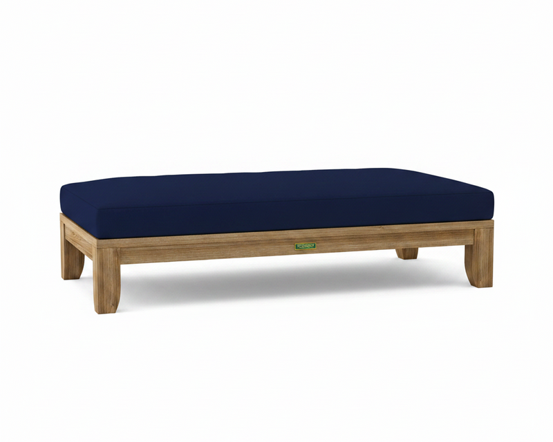 Riviera daybed with true blue cushions on white background.  