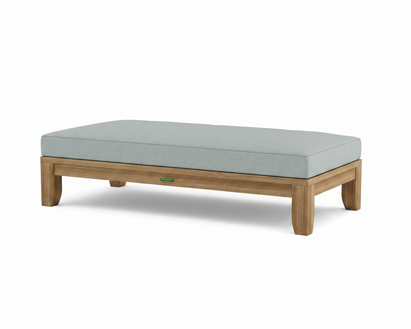 Riviera daybed with bliss smoke cushion white background.  