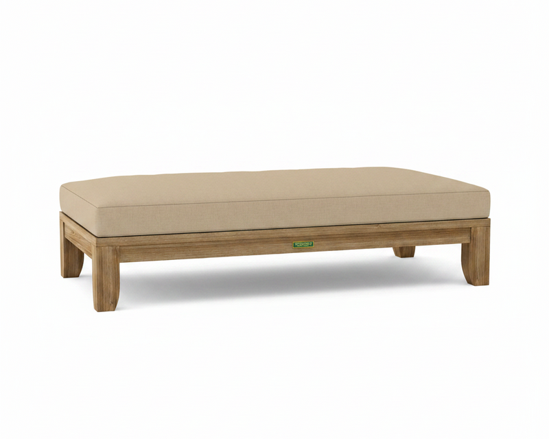 Riviera daybed with canvas antique beige cushion white background.  
