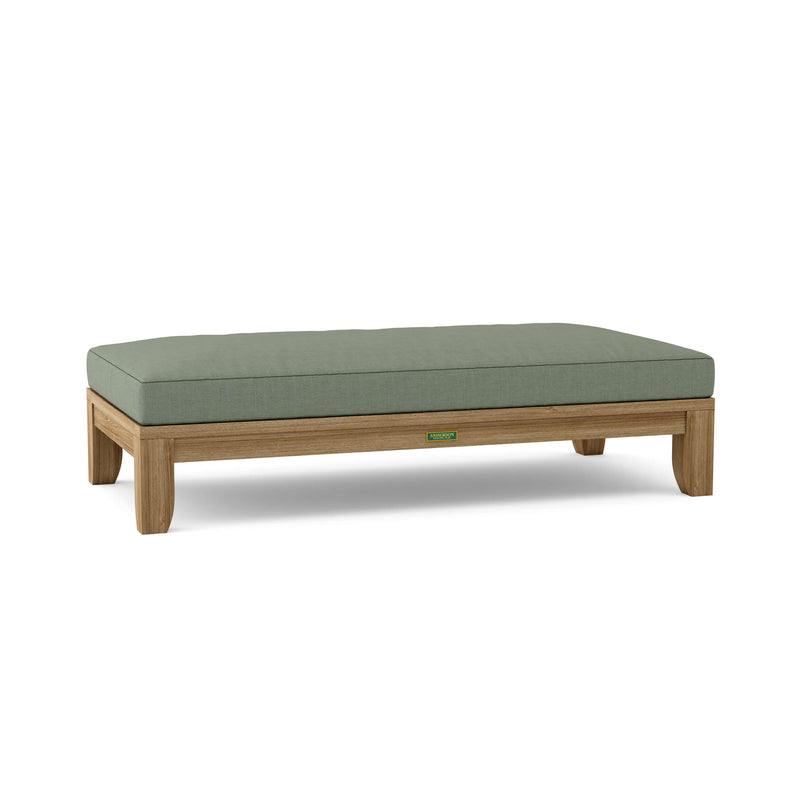 Riviera daybed with cast sage cushion white background.  