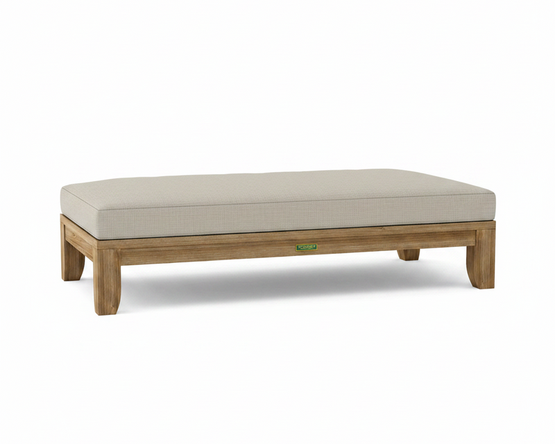 Riviera daybed with cast silver cushion white background.  