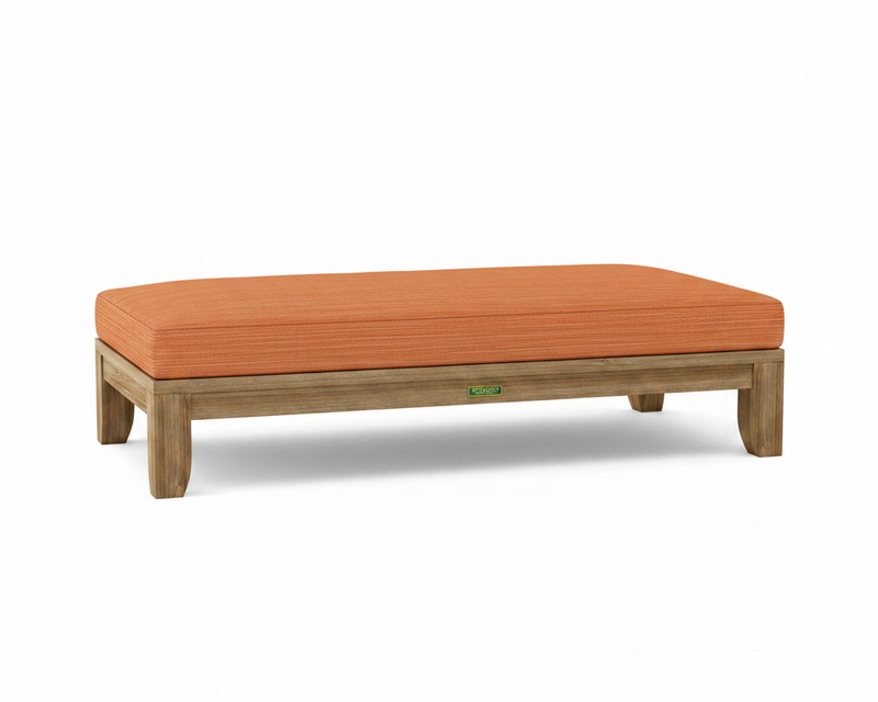 Riviera daybed with dupione papaya cushion white background.  