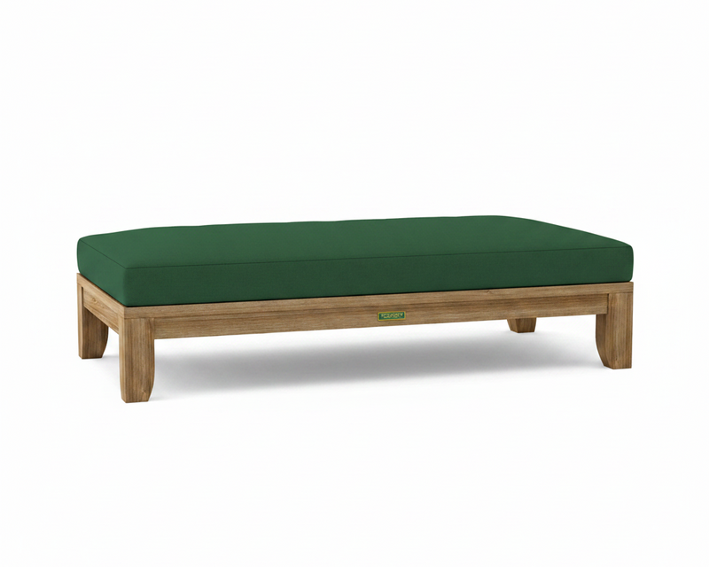 Riviera daybed with forest green cushion white background.  