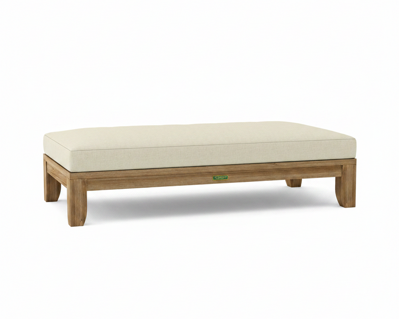 Riviera daybed with linen canvas cushion white background.  